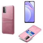 For Xiaomi Redmi Note 9 4G Calf Texture PC + PU Leather Back Cover Shockproof Case with Dual Card Slots(Pink) - 1