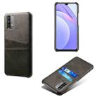 For Xiaomi Redmi Note 9 4G Calf Texture PC + PU Leather Back Cover Shockproof Case with Dual Card Slots(Black) - 1