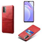 For Xiaomi Redmi Note 9 4G Calf Texture PC + PU Leather Back Cover Shockproof Case with Dual Card Slots(Red) - 1