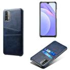 For Xiaomi Redmi Note 9 4G Calf Texture PC + PU Leather Back Cover Shockproof Case with Dual Card Slots(Blue) - 1