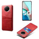 For Xiaomi Redmi Note 9 5G Calf Texture PC + PU Leather Back Cover Shockproof Case with Dual Card Slots(Red) - 1