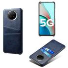 For Xiaomi Redmi Note 9 5G Calf Texture PC + PU Leather Back Cover Shockproof Case with Dual Card Slots(Blue) - 1