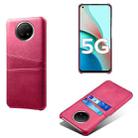 For Xiaomi Redmi Note 9 5G Calf Texture PC + PU Leather Back Cover Shockproof Case with Dual Card Slots(Rose Red) - 1