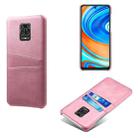 For Xiaomi Redmi Note 9 Pro Max Calf Texture PC + PU Leather Back Cover Shockproof Case with Dual Card Slots(Pink) - 1