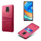 For Xiaomi Redmi Note 9S Calf Texture PC + PU Leather Back Cover Shockproof Case with Dual Card Slots(Rose Red) - 1