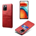 For Xiaomi Redmi Note 10 Pro 5G Calf Texture PC + PU Leather Back Cover Shockproof Case with Dual Card Slots(Red) - 1