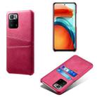 For Xiaomi Redmi Note 10 Pro 5G Calf Texture PC + PU Leather Back Cover Shockproof Case with Dual Card Slots(Rose Red) - 1