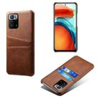 For Xiaomi Redmi Note 10 Pro 5G Calf Texture PC + PU Leather Back Cover Shockproof Case with Dual Card Slots(Brown) - 1