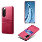 For Xiaomi Mi 10S Calf Texture PC + PU Leather Back Cover Shockproof Case with Dual Card Slots(Rose Red) - 1