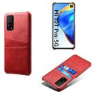 For Xiaomi Mi 10T Pro 5G Calf Texture PC + PU Leather Back Cover Shockproof Case with Dual Card Slots(Red) - 1