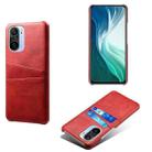 For Xiaomi Mi 11i 5G Calf Texture PC + PU Leather Back Cover Shockproof Case with Dual Card Slots(Red) - 1