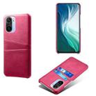 For Xiaomi Mi 11i 5G Calf Texture PC + PU Leather Back Cover Shockproof Case with Dual Card Slots(Rose Red) - 1