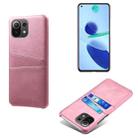 For Xiaomi Mi 11 Lite 5G Calf Texture PC + PU Leather Back Cover Shockproof Case with Dual Card Slots(Pink) - 1