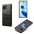 For Xiaomi Mi 11 Lite 5G Calf Texture PC + PU Leather Back Cover Shockproof Case with Dual Card Slots(Black) - 1