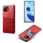 For Xiaomi Mi 11 Lite 5G Calf Texture PC + PU Leather Back Cover Shockproof Case with Dual Card Slots(Red) - 1