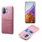 For Xiaomi Mi 11 Pro 5G Calf Texture PC + PU Leather Back Cover Shockproof Case with Dual Card Slots(Pink) - 1