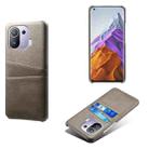 For Xiaomi Mi 11 Pro 5G Calf Texture PC + PU Leather Back Cover Shockproof Case with Dual Card Slots(Grey) - 1