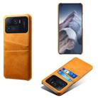 For Xiaomi Mi 11 Ultra Calf Texture PC + PU Leather Back Cover Shockproof Case with Dual Card Slots(Orange) - 1