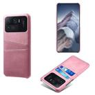 For Xiaomi Mi 11 Ultra Calf Texture PC + PU Leather Back Cover Shockproof Case with Dual Card Slots(Pink) - 1
