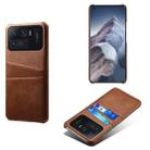 For Xiaomi Mi 11 Ultra Calf Texture PC + PU Leather Back Cover Shockproof Case with Dual Card Slots(Brown) - 1