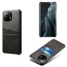 For Xiaomi Mi 11 Calf Texture PC + PU Leather Back Cover Shockproof Case with Dual Card Slots(Black) - 1