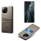 For Xiaomi Mi 11 Calf Texture PC + PU Leather Back Cover Shockproof Case with Dual Card Slots(Grey) - 1