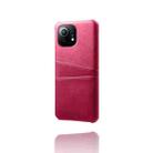 For Xiaomi Mi 11 Calf Texture PC + PU Leather Back Cover Shockproof Case with Dual Card Slots(Rose Red) - 2