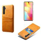For Xiaomi Mi Note 10 Lite Calf Texture PC + PU Leather Back Cover Shockproof Case with Dual Card Slots(Orange) - 1