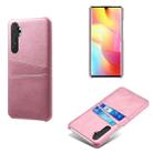 For Xiaomi Mi Note 10 Lite Calf Texture PC + PU Leather Back Cover Shockproof Case with Dual Card Slots(Pink) - 1