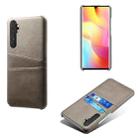 For Xiaomi Mi Note 10 Lite Calf Texture PC + PU Leather Back Cover Shockproof Case with Dual Card Slots(Grey) - 1