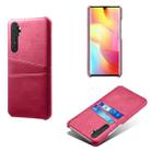 For Xiaomi Mi Note 10 Lite Calf Texture PC + PU Leather Back Cover Shockproof Case with Dual Card Slots(Rose Red) - 1