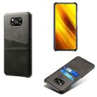 For Xiaomi Poco X3 Calf Texture PC + PU Leather Back Cover Shockproof Case with Dual Card Slots(Black) - 1