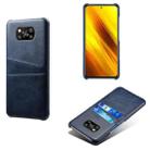 For Xiaomi Poco X3 Calf Texture PC + PU Leather Back Cover Shockproof Case with Dual Card Slots(Blue) - 1