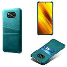 For Xiaomi Poco X3 Calf Texture PC + PU Leather Back Cover Shockproof Case with Dual Card Slots(Green) - 1