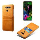For LG G8 ThinQ Calf Texture PC + PU Leather Back Cover Shockproof Case with Dual Card Slots(Yellow) - 1