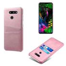 For LG G8 ThinQ Calf Texture PC + PU Leather Back Cover Shockproof Case with Dual Card Slots(Rose Gold) - 1