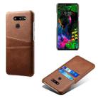 For LG G8 ThinQ Calf Texture PC + PU Leather Back Cover Shockproof Case with Dual Card Slots(Brown) - 1