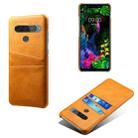 For LG G8S ThinQ Calf Texture PC + PU Leather Back Cover Shockproof Case with Dual Card Slots(Yellow) - 1