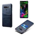 For LG G8S ThinQ Calf Texture PC + PU Leather Back Cover Shockproof Case with Dual Card Slots(Blue) - 1