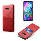 For LG G8X ThinQ Calf Texture PC + PU Leather Back Cover Shockproof Case with Dual Card Slots(Red) - 1