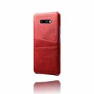 For LG G8X ThinQ Calf Texture PC + PU Leather Back Cover Shockproof Case with Dual Card Slots(Red) - 2