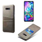 For LG G8X ThinQ Calf Texture PC + PU Leather Back Cover Shockproof Case with Dual Card Slots(Grey) - 1