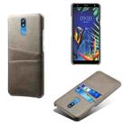 For LG K40 Calf Texture PC + PU Leather Back Cover Shockproof Case with Dual Card Slots(Grey) - 1
