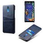 For LG K40 Calf Texture PC + PU Leather Back Cover Shockproof Case with Dual Card Slots(Blue) - 1