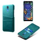 For LG K40 Calf Texture PC + PU Leather Back Cover Shockproof Case with Dual Card Slots(Green) - 1