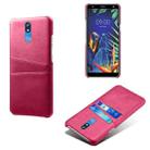 For LG K40 Calf Texture PC + PU Leather Back Cover Shockproof Case with Dual Card Slots(Rose Red) - 1