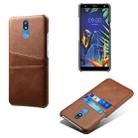 For LG K40 Calf Texture PC + PU Leather Back Cover Shockproof Case with Dual Card Slots(Brown) - 1