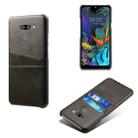 For LG K50 Calf Texture PC + PU Leather Back Cover Shockproof Case with Dual Card Slots(Black) - 1