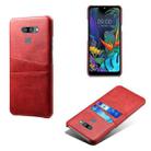 For LG K50 Calf Texture PC + PU Leather Back Cover Shockproof Case with Dual Card Slots(Red) - 1