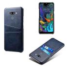 For LG K50 Calf Texture PC + PU Leather Back Cover Shockproof Case with Dual Card Slots(Blue) - 1